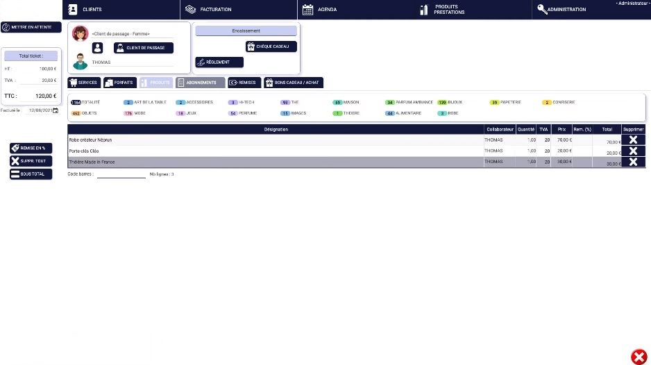 LUNA — Interface encaissement